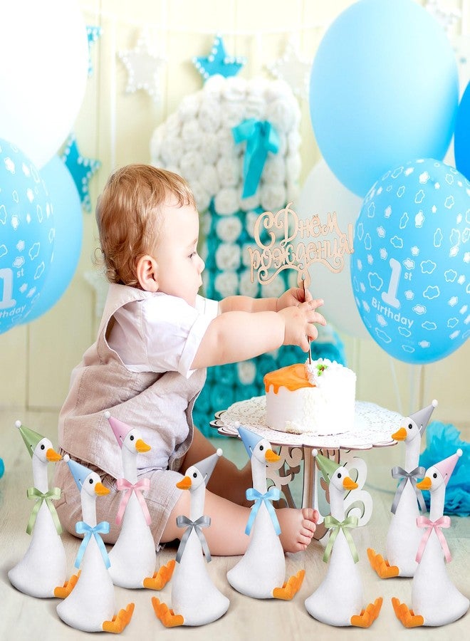 Blueweenly 12 Sets Silly Goose Birthday Decor 1st Adopt a Goose Party Favor Gift 7.1 Inch Stuffed Animal with Mini Party Hat and Ribbon for Christmas Birthday Gift(Cute,Colorful) - Image 5